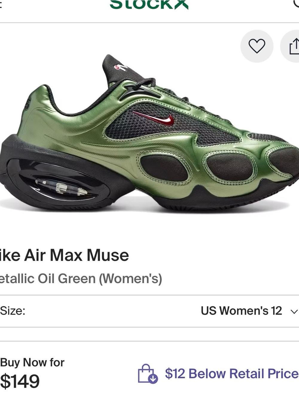Nike Men’s Metallic Olive Green and Black Air Max Sneakers